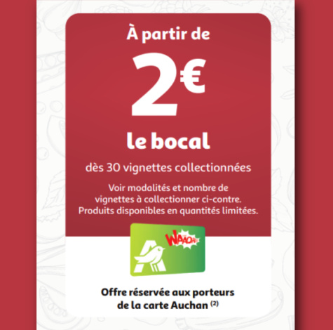 Auchan vignettes bocaux Comptoir de Famille à 2€