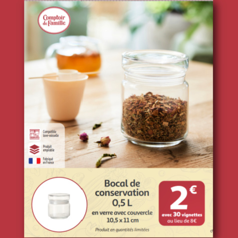 Bocal de conservation en verre avec couvercle Comptoir de Famille