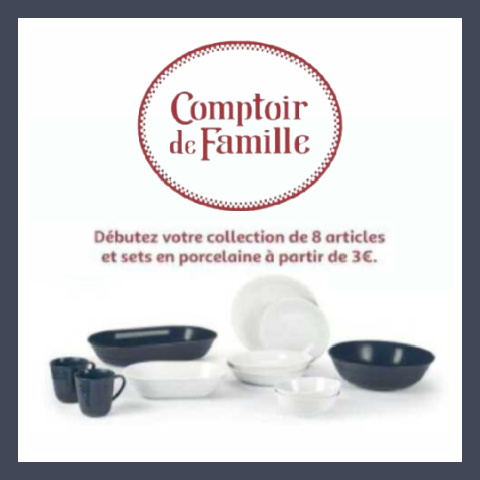 Auchan vignettes sets en porcelaine Comptoir de Famille à 3€