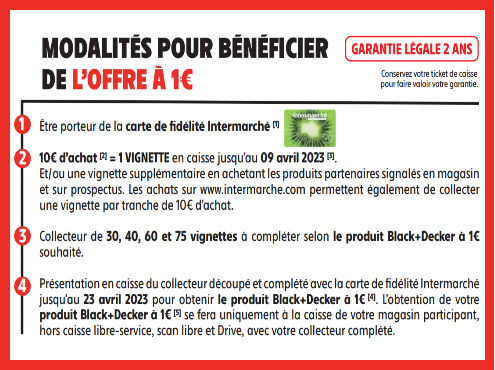 Modalits de l'offre vignettes Black+Decker Intermarch 2023