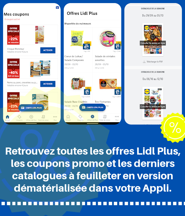 Coupons rduction  valider sur l'appli Lidl Plus