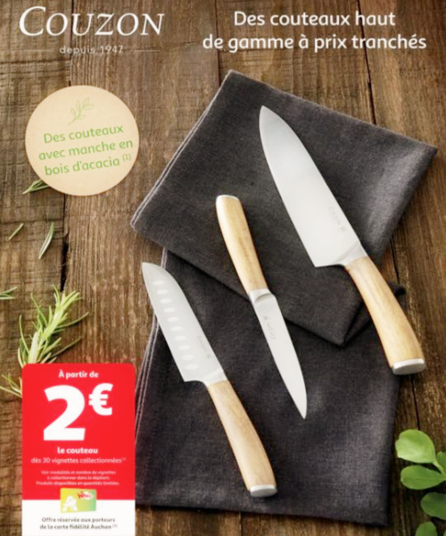 Auchan vignettes couteaux Couzon à 2€