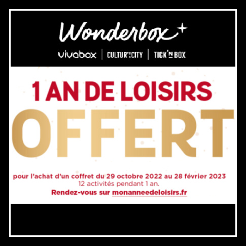 Coffret Wonderbox 1 an de loisirs offert - Monanneedeloisirs.fr