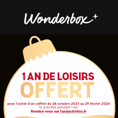 Coffret Wonderbox 1 an de loisirs offert - 1andactivites.fr